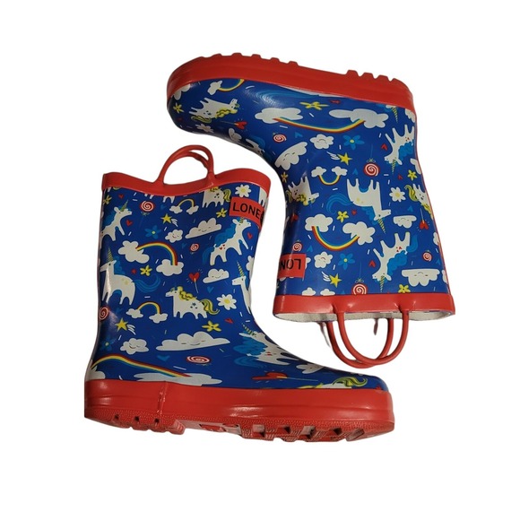 Lone Cone Other - Lone Cone Rain Boots Kids Lone Cone Kids Size 1 Unicorn Multicolor  Red Blue